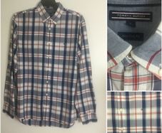 Tommy Hilfiger Mens blue Check long sleeve cotton shirt L 44in Chest