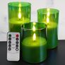 Silver Grey Glass Flameless Flickering Candles with Remote, 3 Pack Realistic LED Fake Candles 3 Inch H 4 Inch 5 Inch 6 Inch Image 3