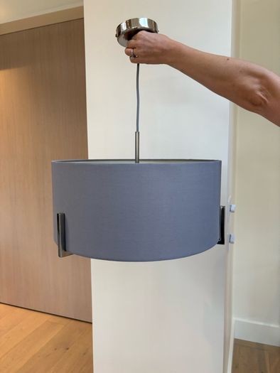 Satin Chrome 3 Light Pendant with Blue Shade