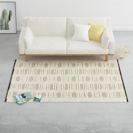 Rug Denim Wool 160x230 cm Blue/White