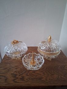 Vintage Killarney Irish Crystal Trinket/Vanity Set
