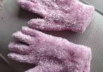 Fluffy pink gloves never  worn