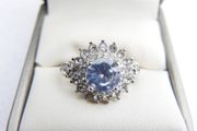 Vintage 925 Sterling Silver Flower Cz Cluster Ring size U - 5,4g