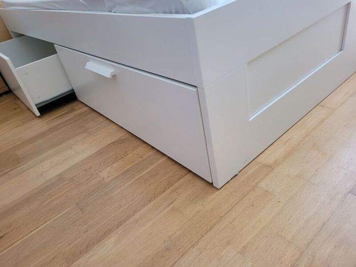 King size extra length bed frame with full drawers
