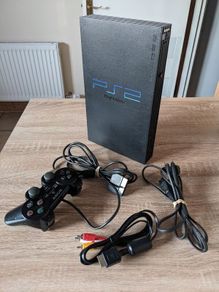 PS2 Console with official controller and cables