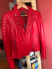 Muubaa red leather jacket