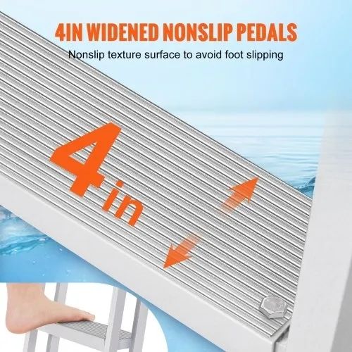 Ladder, Removable 3 Steps, 350 lbs Load Capacity, Aluminum Alloy Pontoon Boat Ladder with 4'' Wide Step & Anti-Slip Design Pedal