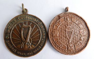 Vintage Irish Harp Good Luck Coinalcas Ceoltoiri London 1966 Medal And 1961 Irish Singing Competition Medal Ireland County Wexford (35 Each)
