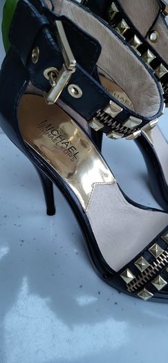 Michael Kors black and gold sandals Sz 40 (Fit 7-7.5UK) - Bnwot Rrp 240
