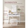 Dressing Table with Padded Stool, Dressing Table with Triple Mirror, 3 Drawers, Hair Dryer Holder, Cosmetic Table, Modern Style, White Image 10