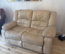 Cream Leather 2-Seater Recliner Sofa