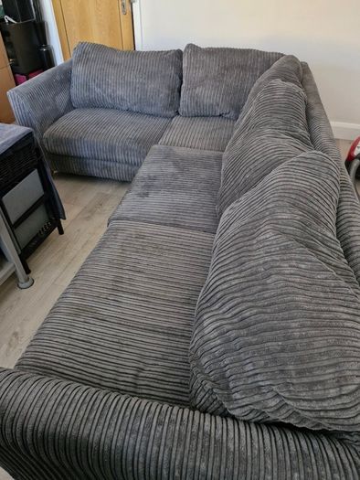 Grey corduroy corner sofa