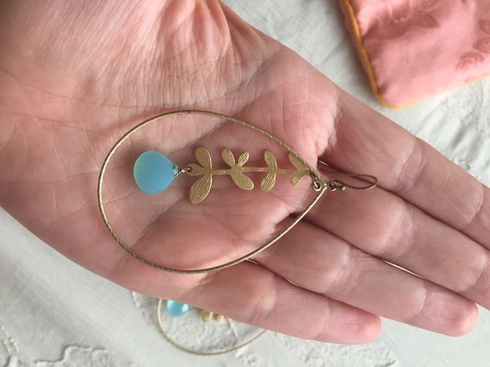 Gold plated silver drop earrings with blue topaz wedding occasion
