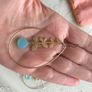 Gold plated silver drop earrings with blue topaz wedding occasion Image 3