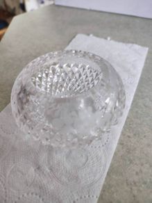 Vintage Small Heavy Bohemia Hand Cut Lead Crystal 24% Au Plomb Czechoslovakia small bowl .