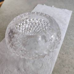 Vintage Small Heavy Bohemia Hand Cut Lead Crystal 24% Au Plomb Czechoslovakia small bowl .