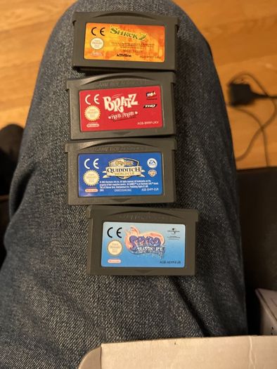 Nintendo Game Boy Advance SP Platinum Silver Mega Bundle - New Battery, USB Charger & 7 Games