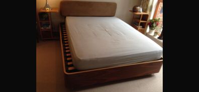 Habitat Walnut King Size Bed & matching bedside tables