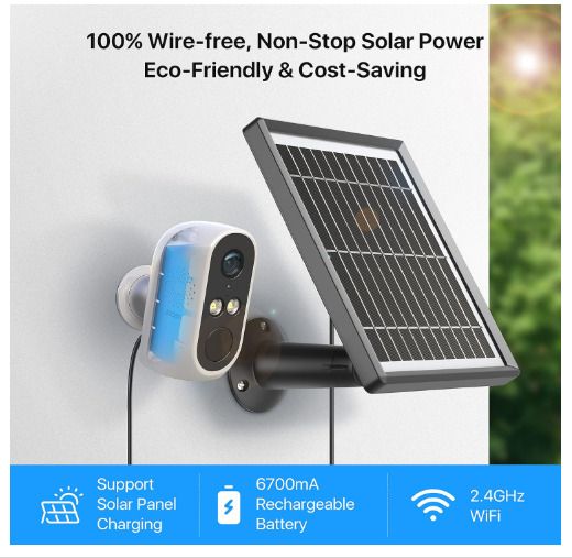 ZOSI 2K Solar Security Camera for Outdoor Indoor, 3MP Battery Operated Security Camera Wireless for Home, Color Night Vision,2 Way Audio,Spotlight Siren,Human Detection,SD Card/Cloud Storage