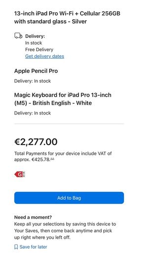 Apple iPad Pro M4 13 inch (Silver, 256GB, Wi-Fi and Cellular)
