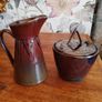American Art Pottery Sugar Bowl & Creamer Image 4