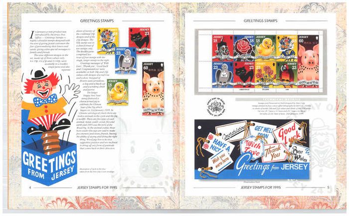 1995 Jersey (Channel Islands) Stamp Year Book (softback) issued by Jersey Post with 14 images of contents