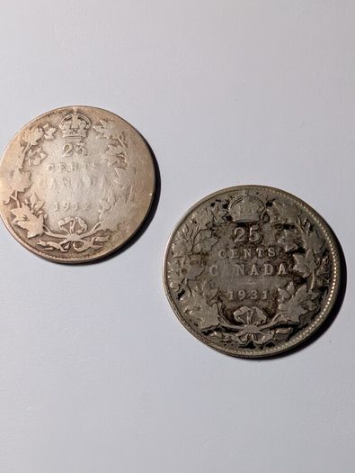 Silver Canada 25 Cent X2.