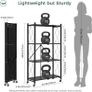 Folding Storage Shelves,4 Tiers Metal Shelving Units for Storage 61x116x28 CM, Corner Kitchen Shelves on Wheels,Pantry Shelves,Bookcase for Living room Black Image 2