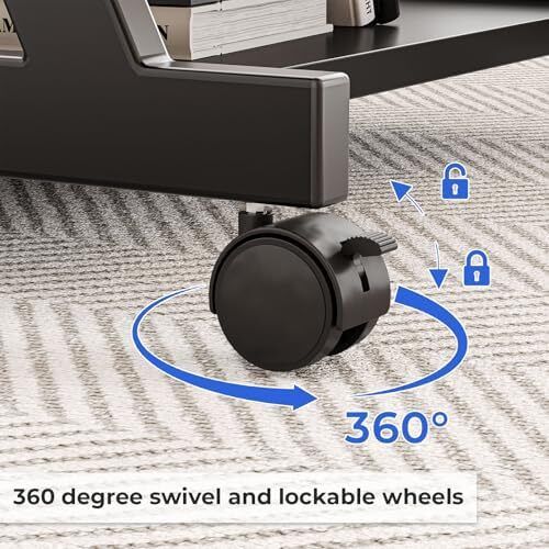 Mobile Computer Desk Z-Shaped with Sliding Keyboard Wood PC Table Laptop Desk Furniture Study Workstation for Home Office, Black, 60 x 48 x 73 cm