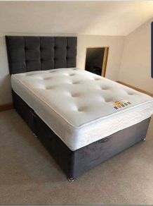 4'6 Plush&Crushed velvet divan bed with