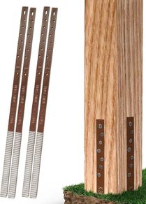 Pack of 4 Easy Fence Post Repair Kit (to Fix 2 Broken Wood Posts), Quick and Simple to Install, Effective, Durable Steel Stakes