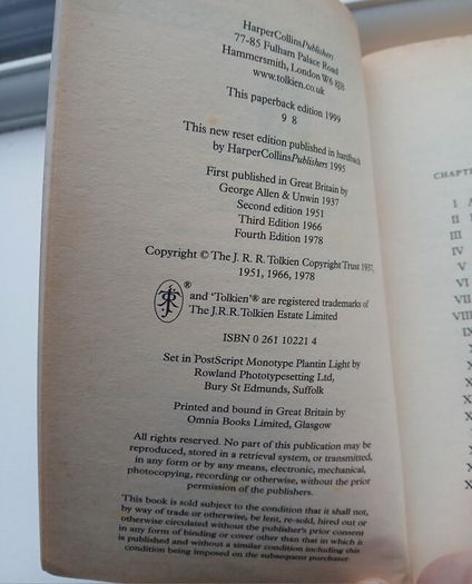 The Hobbit J.R.R. Tolkien Paperback HarperCollins 1999