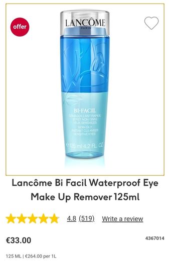 Lancome Bi Facial Make Up Remover