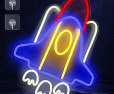 Neon Sign Rocket Shaped Neon Lights, LED Rocket Neon Sign for Wall Decor Man Cave, Party, Bedroom, USB Connected, 12.6x16.5 Inch (FREE POSTAGE)