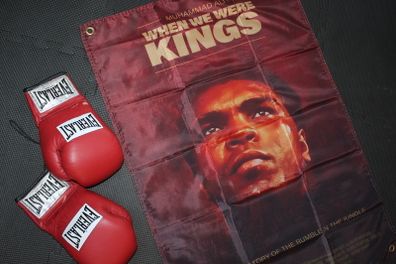 MUHAMMAD ALI v GEORGE FOREMAN 'When we were Kings' movie documentary film banner flag boxing gym