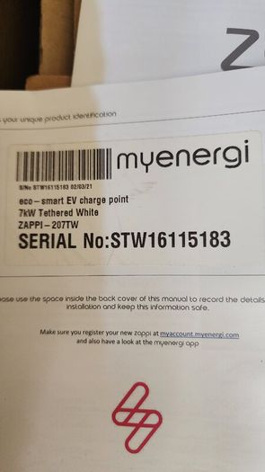 New Myenergi Zappi RRP 900e 7kW Single-Phase Tethered White EV Charger (Model: ZAPPI-207TW)