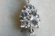 Vintage Circa 1990s 18k white Gold 750 Natural Diamonds and Sapphire Decorated Necklace L 13,5" - 10,80g