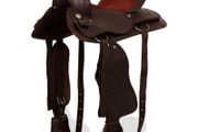Western Saddle, Headstall&amp;Breast Collar Real Leather 17" Brown