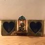 Two Brass Heart Shaped Frames + Statue of Child Image 2