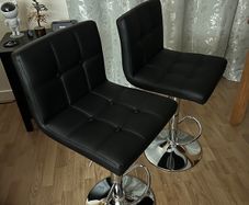 Set of 2 Black Swivel Bar Stools - Brand New