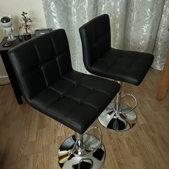 Set of 2 Black Swivel Bar Stools - Brand New