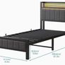 Single Bed Frames with Storage Headboard and Charging Station/LED Lights,Heavy Duty Metal Bed Frame Image 2