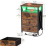 Bedside Table Set of 2 with Charging Station, Side Table with Led Lights Image 8