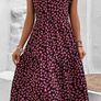Loose Fit Dress with red and black print. Image 7