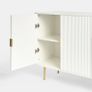 Cream Sideboard Storage Cabinet, Decorative Ribbed Wooden Buffet Storage Cabinet with 2 Doors and 3 Drawers Living Room Hallway Kitchen Sideboard, 120 x 40 x 77cm Image 8