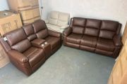 Brown 3+2 Leather Recliner Sofa Set