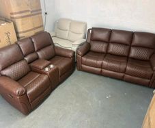 Brown 3+2 Leather Recliner Sofa Set