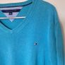 tommy hilfiger v neck size xl ptp 26" turquoise in excellent condition Image 3