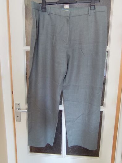 M&S Sage Green Linen Blend Trousers  Size 22 Short
