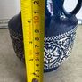 Vintage Blue Ceramic, art nouveau vase west germany KERAMIK vase pitcher MR 1950s handpainted Beautiful Vase Image 8